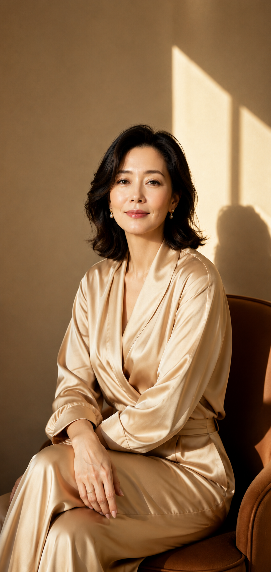 Elegant woman with lifted, radiant skin